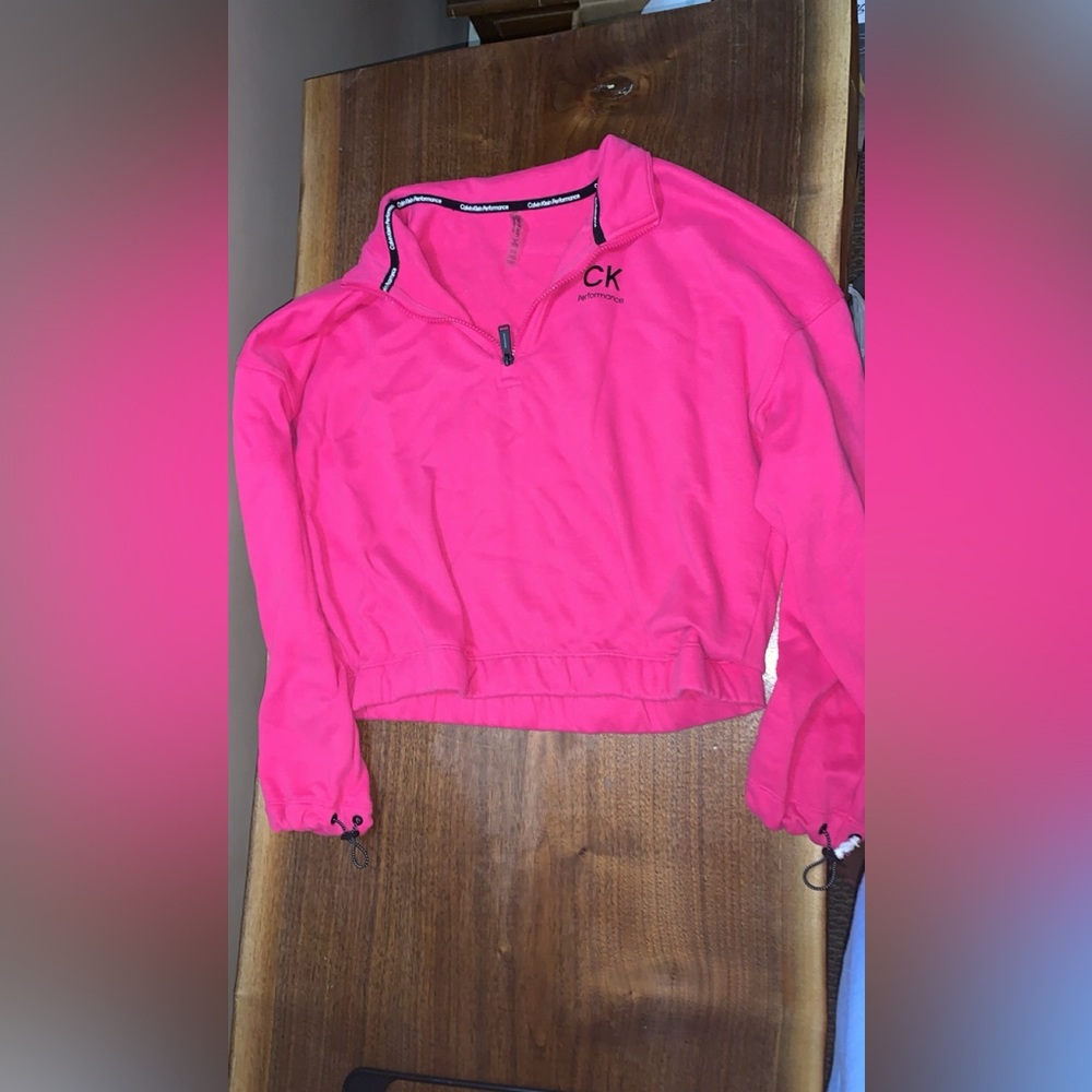 Calvin Klein hot pink cropped quarter zip xl